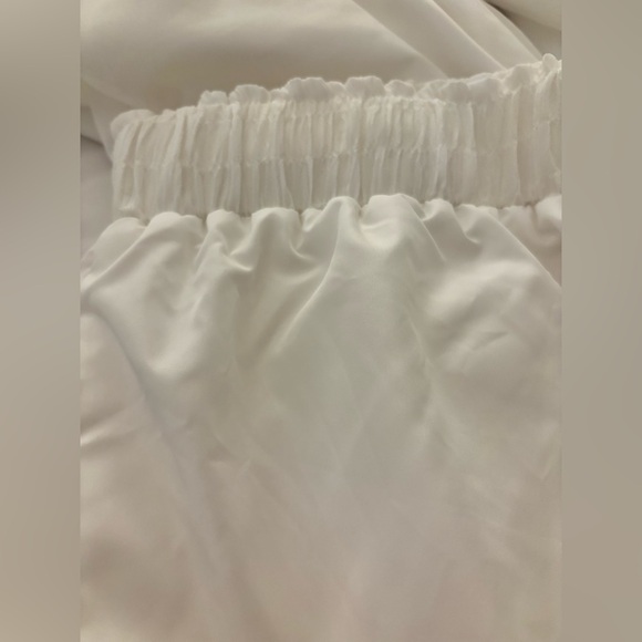 2 Piece Outfit (Off The Shoulder Crop Top & Wide Leg Pants Set) - White - L - Picture 9 of 16